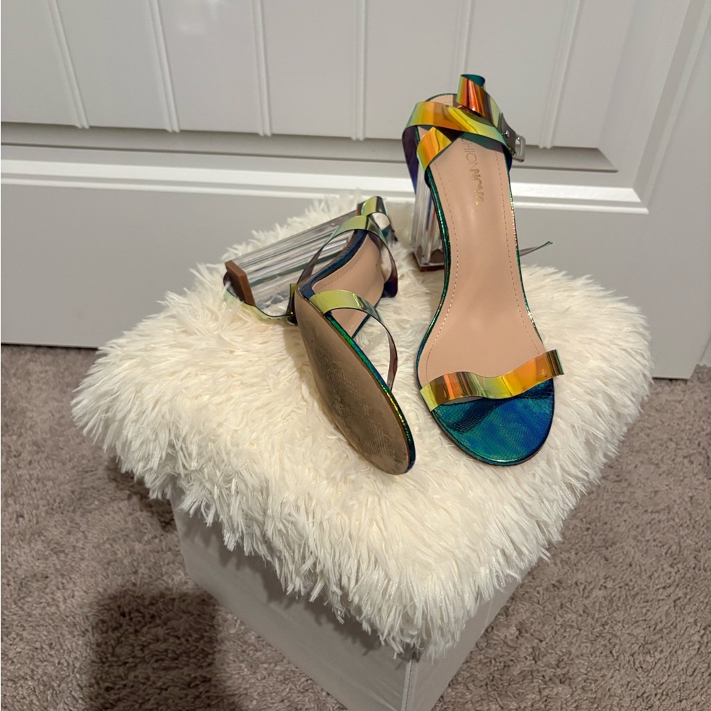 Fashion Nova Iridescent Strappy Heels